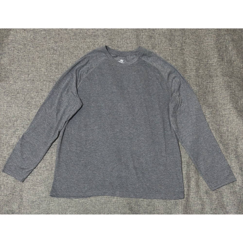 Athletic Works Mens XL Long Sleeve Performance Blend Top Grey Heather